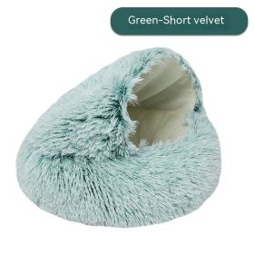 Pet Cat Bed Semi Enclosed Dog House (Option: Green-100cm-Short plush)