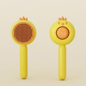 Magic Pet Hair Cleaner Brush,Pet Massage Brushes,Cat Grooming Brush,Self Cleaning Comb With Release Button For Removes Tangles Loose Fur For Short Or (Color: Yellow)