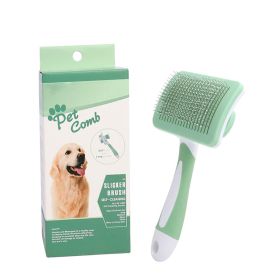 Self Cleaning Slicker Brush For Dogs, Cats Pets-One Click Cleaning Function-Gentle Effective Cat, Pet Dog Hair Remover-Dog Grooming Accessories For Sm (Color: Green)