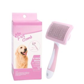 Self Cleaning Slicker Brush For Dogs, Cats Pets-One Click Cleaning Function-Gentle Effective Cat, Pet Dog Hair Remover-Dog Grooming Accessories For Sm (Color: Pink)