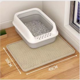 Cat Litter Mat Double Layer Filter Anti-bring Out (Option: Beige-55x75)
