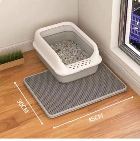 Cat Litter Mat Double Layer Filter Anti-bring Out (Option: Gray-55x75)