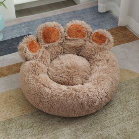 Plush Cathouse Doghouse Pet Bed Winter Warm Hand-shaped Brush Pet (Option: Light Coffee-60cm)
