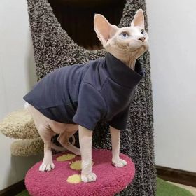 Hairless Cat Clothes Thermal Base (Option: Navy Blue-2XL)
